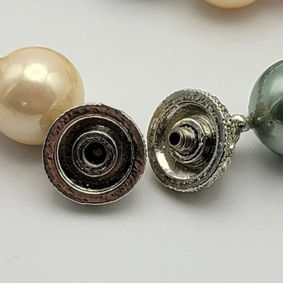 Multicolor Pastel Glass Pearl Beaded Necklace 18 Inch Crystal Pave Clasp 12mm